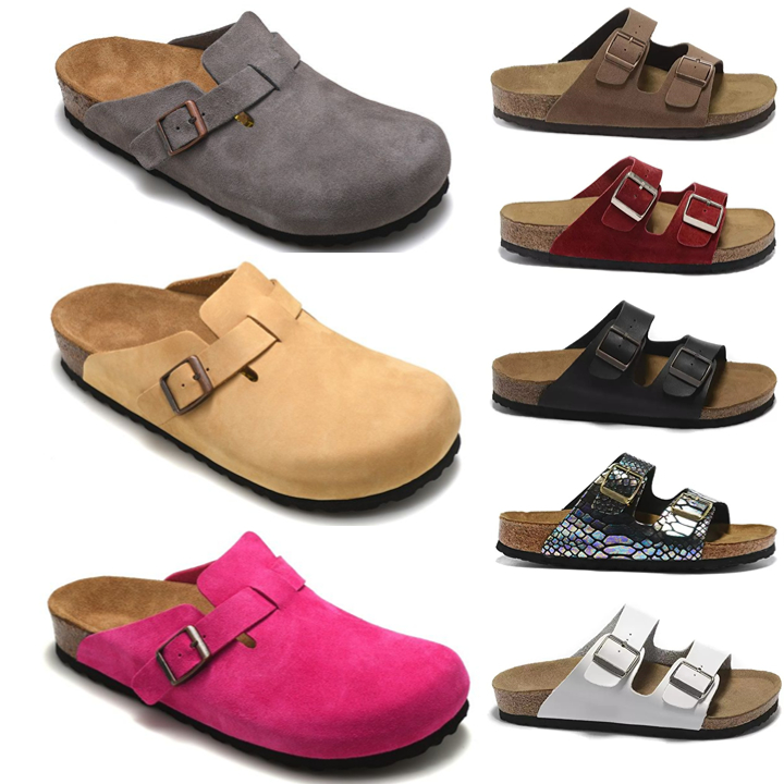 

Birkenstocks Boston Clogs Sandals designer Slippers Cork Flat Fashion Summer Leather Slide Favourite Beach Casual Shoes Women Men Arizona Mayari size 36-46, This option does not ship