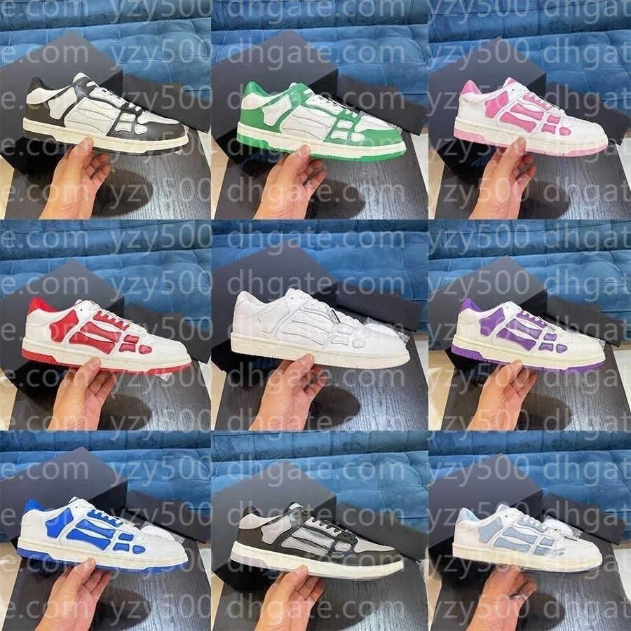 

high-quality with box New Men women Amirs Designer Skel Top Low¡amiri¡Shoes Bones Leather Sneakers Luxury Skeleton Blue White Black Brown couple casual