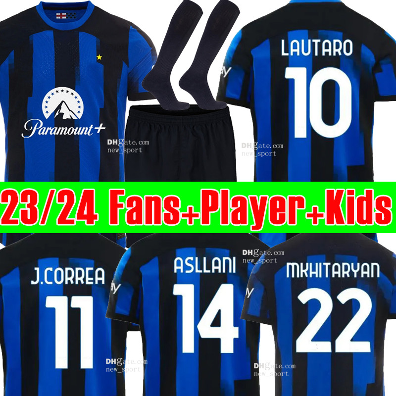 

2023 2024 LUKAKU INTERS soccer jerseys BARELLA DZEKO LAUTARO VIDAL J. CORREA 23 24 uniforms CALHANOGLU GAGLIARDINI Home Men kit Socks football shirt, America 23 24 home