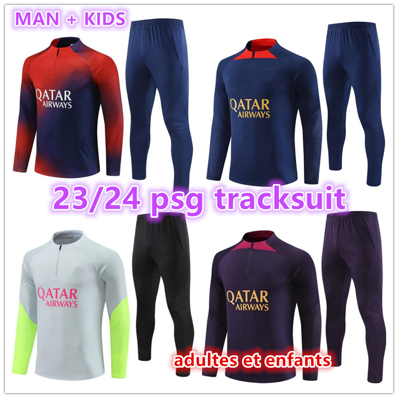 

23 24 PSGs tracksuits MBAPPE soccer jerseys ADULT tracksuit 2023 2024 Classic style Paris KIDS Training Suit Long sleeve SERGIO RAMOS VERRATTI ICARDI MAN child size, 10