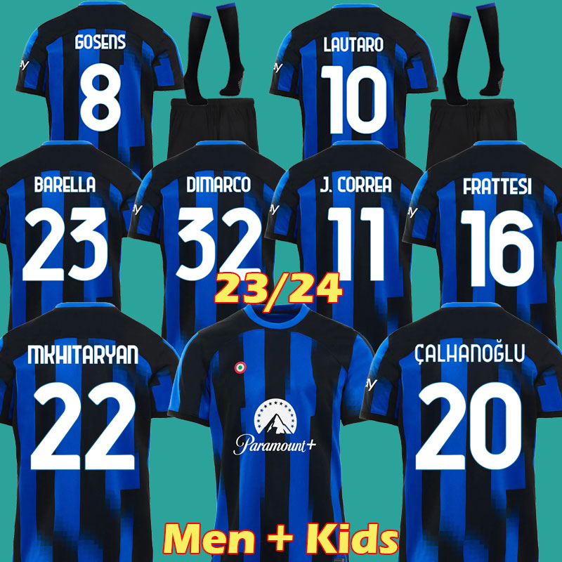 

THURAM soccer jerseys 23  BARELLA VIDAL LAUTARO LUKAKU DIMARCO INTERS CORREA DZEKO Final MILAnS FRATTESI Tops BASTONI football shirts 2023 2024 men sets kids kits, Away new sponsor