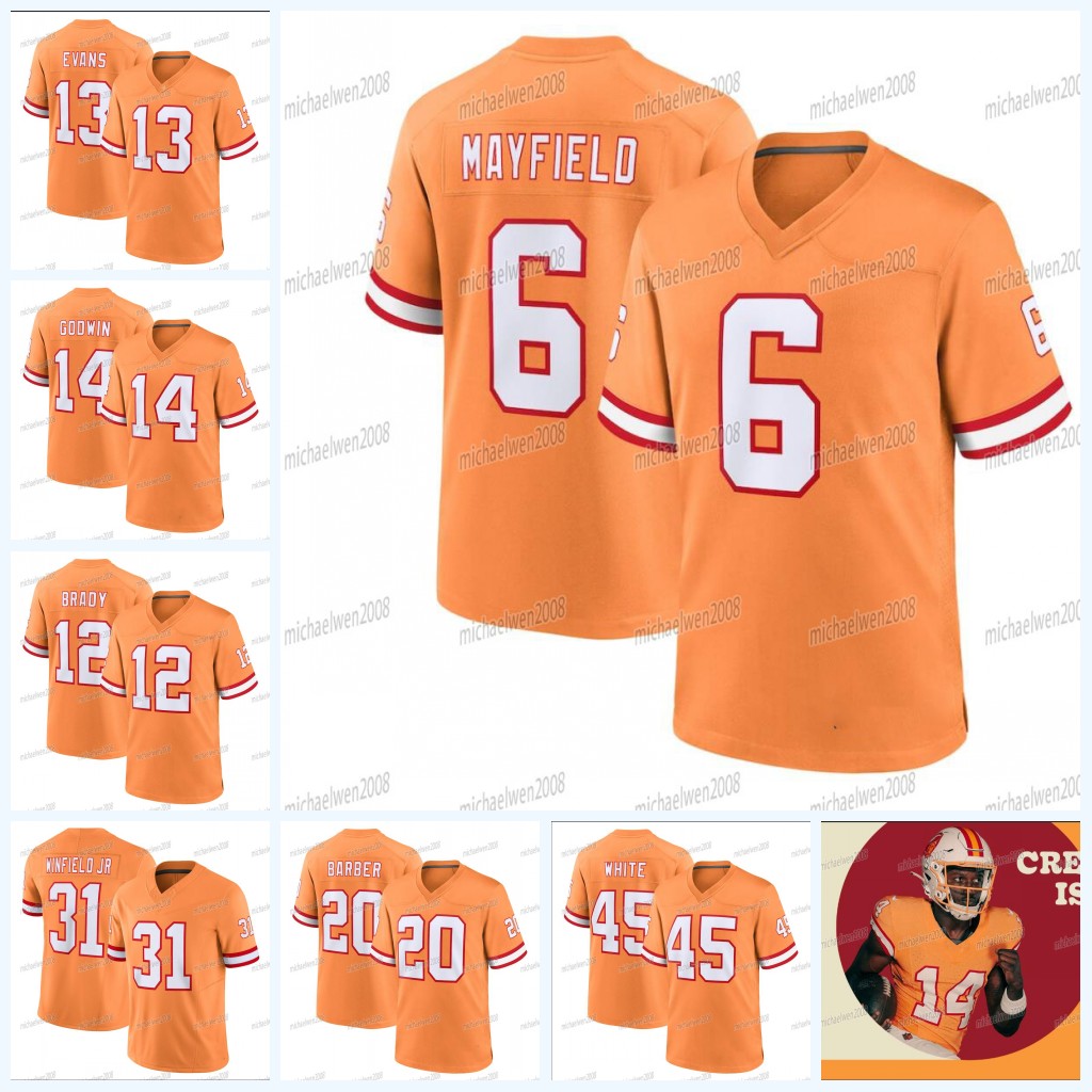 

Buccaneer Baker Mayfield Jersey Kyle Trask John Wolford Derrick Brooks Rachaad White Mike Evans Tom Brady Devin White Devin White Vita Vea Lavonte David, Men 2021 patch