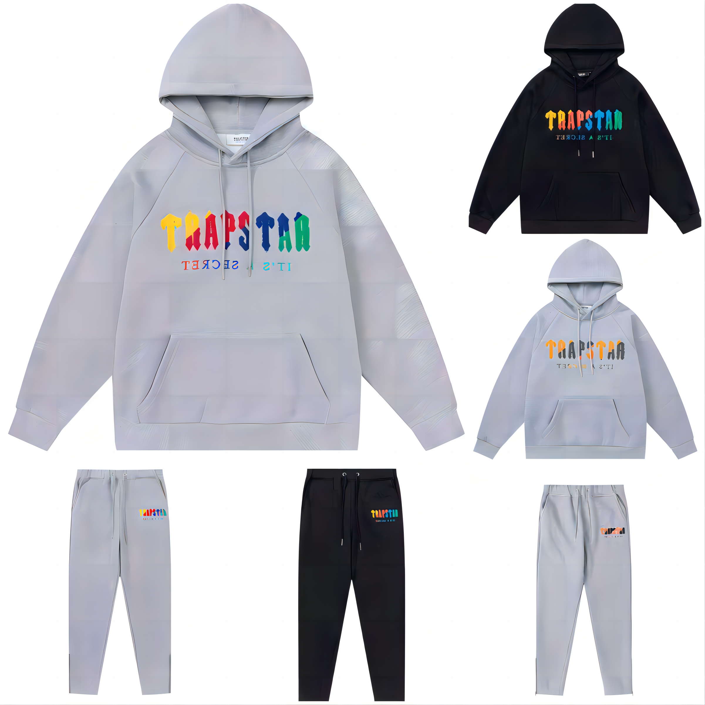 

8 Styles Trapstars Hoodies Towel Embroidery mens hoodie High Quality Designers Clothing Europe and American style sweatshirt Designer trapstar tracksuits E9, Red-black suit -- grey