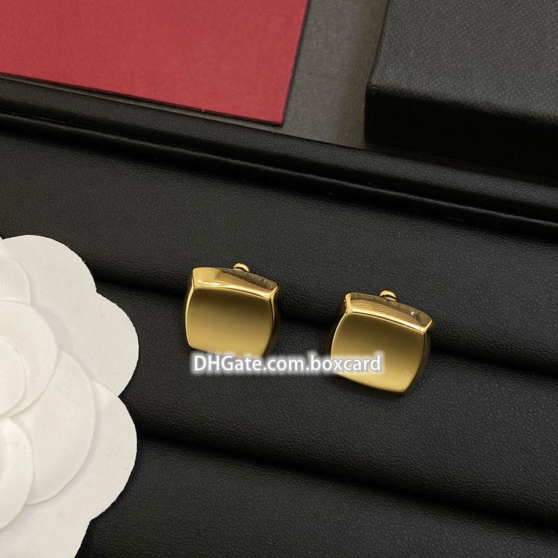 

Gold Square Earrings Luxury Jewelry 18K Plated Classic Studs Earrings For Couples Christmas Gift