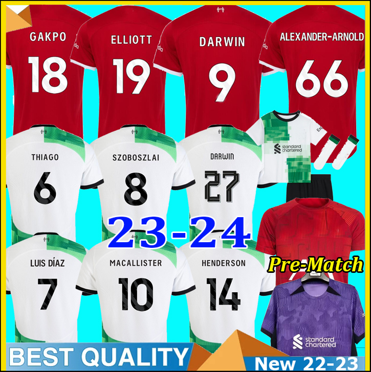 

23 24 GAKPO soccer jerseys ALLISTER 3rd RED YELLOW Pre Match Goalkeeper retro Black 2023 Mohamed Diogo Luis DIaz DARWIN RAMSAY football shirts kits set uniforms, 96-97 home