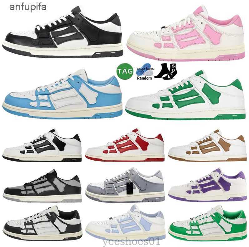 

Designer Skel Top Low Men Women''amiris''Shoes Bones Hi Leather Sneakers Luxury Skeleton Blue Red Black Green Gray Pink couple casual Mens Womens Retro Sneaker