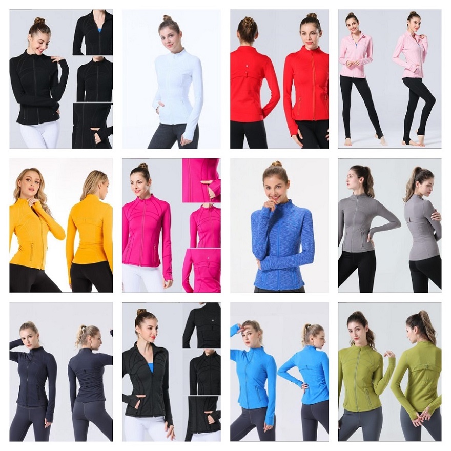 Designer lululemen femmes Fitness Yoga Outfit Veste de sport col montant demi-fermeture éclair manches longues serré Yogas chemise Gym pouce Atht