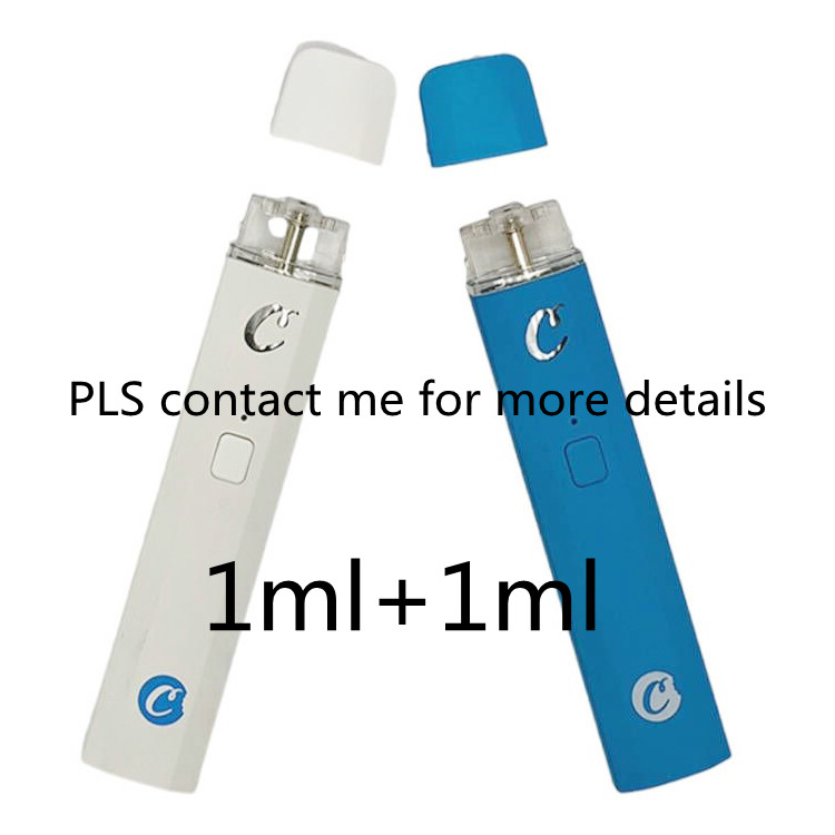 

1ml+1ml Cookies Disposable Vape Pen USA STOCK 2ml Vapes Carts Pods Thick Oil Vaporizer Pens 280mah Rechargeable Battery Empty in stock Dual strains 250pcs/lot