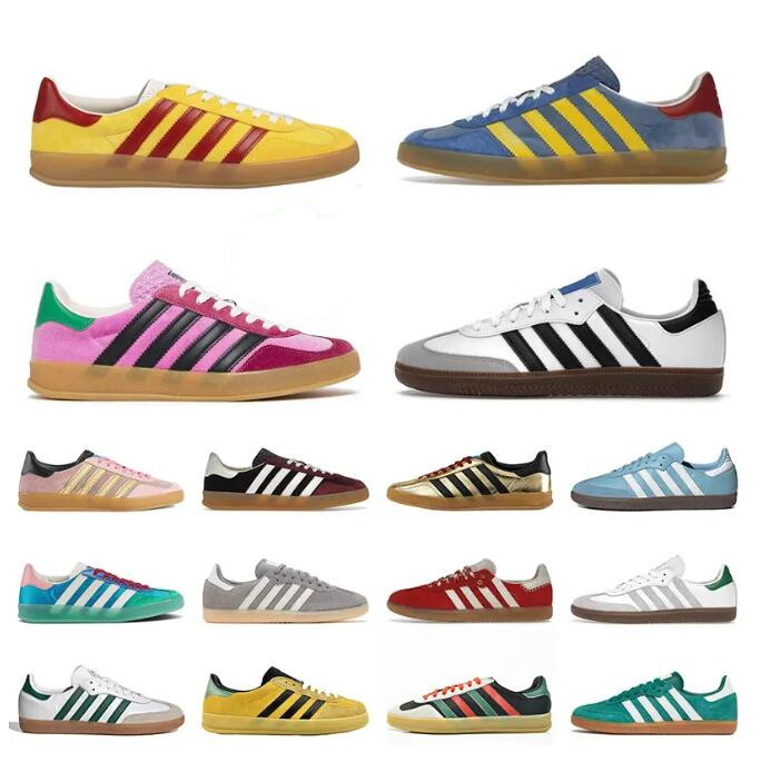 

2023 Retro Sambas Og Vegan Gazelle Casual Shoes Men Women Fashion Mexico Vegan Black White Gum Mens Blue Beige Pink Velvet OG Bonner Designe, 26