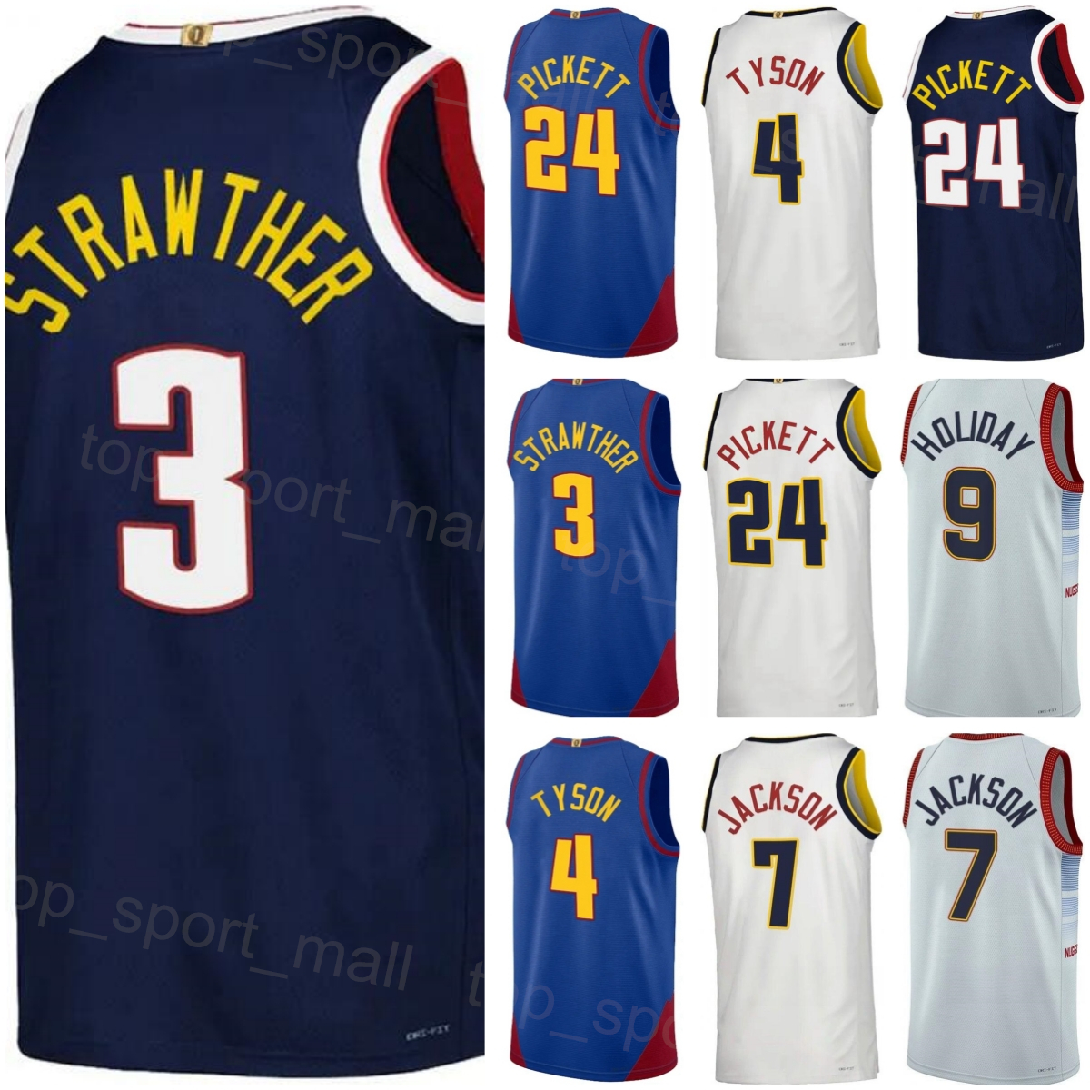 

Printed Basketball Men Women Jalen Pickett Jersey 24 Hunter Tyson 4 Julian Strawther 3 Reggie Jackson 7 Justin Holiday Jamal Murray Michael Porter Jr Aaron Gordon, Red