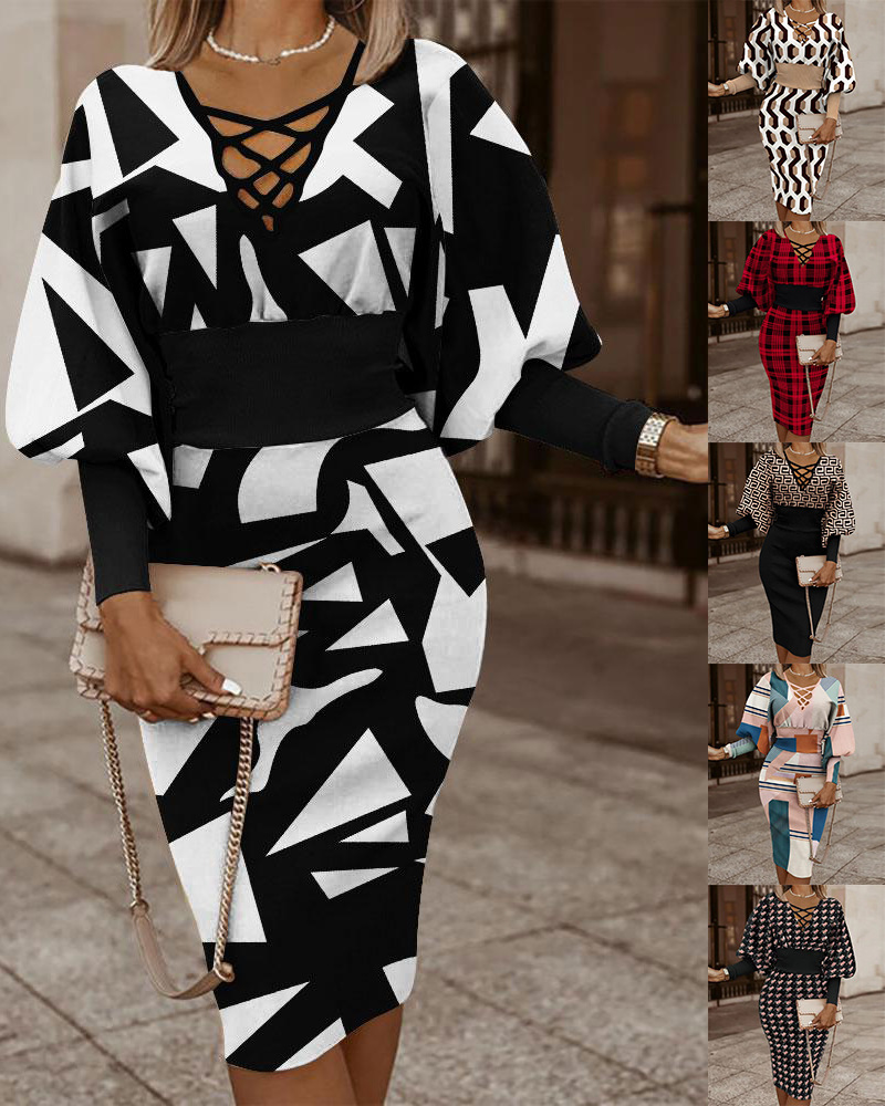 

Casual Dress Printed long-sleeved dress woman