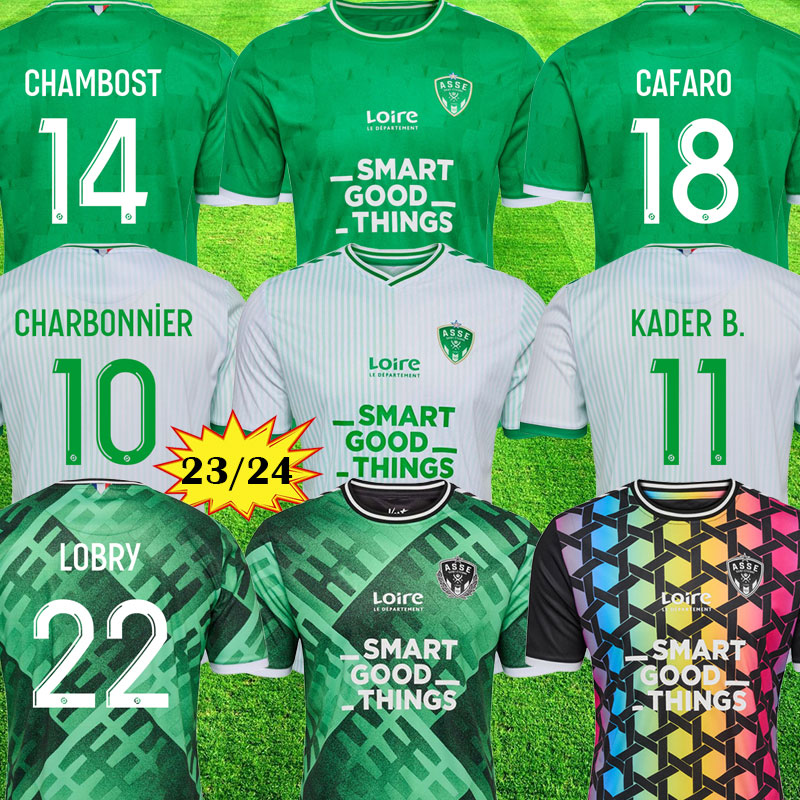 

23 24 maillots AS Saints Etienne Soccer Jerseys Goalkeeper 2023 2024 Third maillot ASSE Etienne KRASSO LOBRY WADJI Football shirts equipment boutique des verts, Home