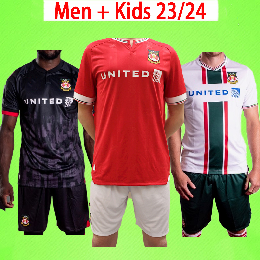 

23 24 Wrexham soccer jerseys Adult Men set kids kit 2023 2024 PALMER MULLIN McALINDEN YOUNG DAVIES boys football shirts home away third red black white, 23/24 home