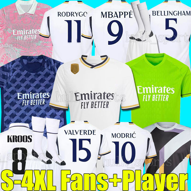 

4XL 23/24 BELLINGHAM MBAPPE soccer jerseys dragon version Finals football shirt ALABA TCHOUAMENI CAMAVINGA MODRIC VALVERDE VINI JR RODRYGO men kids kit set socks, 23-24 home