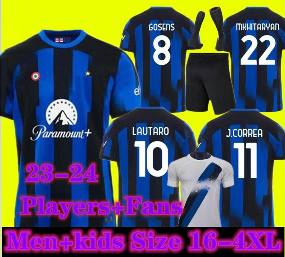 

3XL 4XL LUKAKU soccer jersey 23 24 BARELLA LAUTARO INTERS ALEXIS DZEKO CORREA AWAY THIRD MILANS UNIFORMS football shirt 2023 2024 men kids kit TOPs, 22/23 home