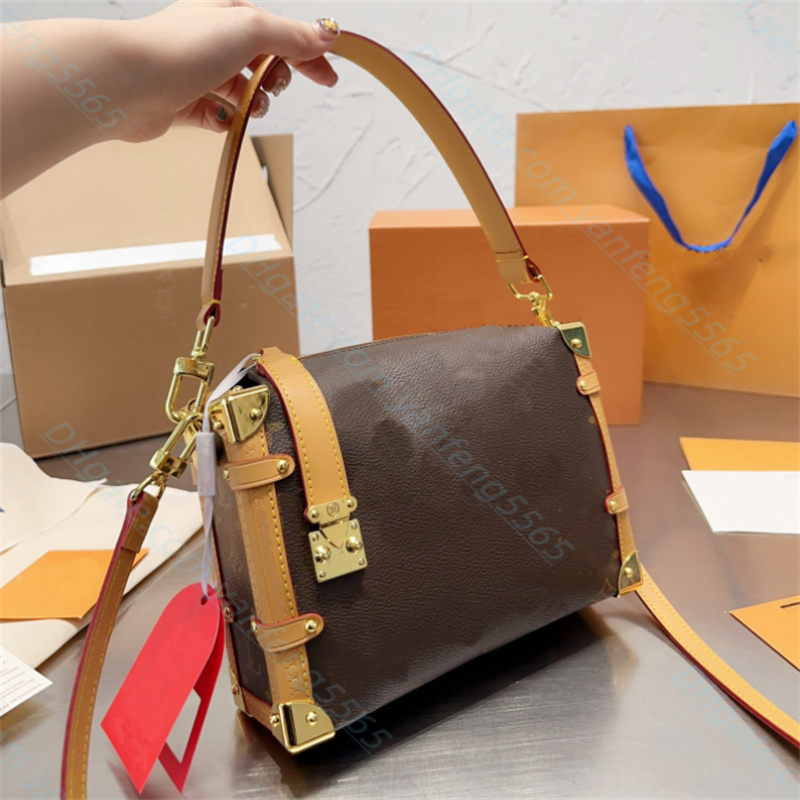 

Designed handbags Luxury Fashion style Shoulders bag totes High capacity Side Trunk Box bag printing Cross body bags Cosmetic Bags clutch purses wallet, Khaki old flower