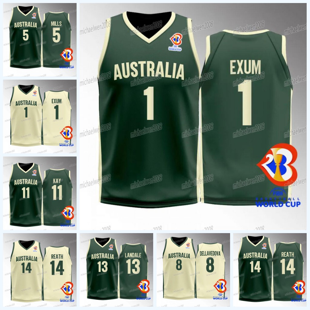 

Australia Basketball Jersey 2023 FIBA World Cup Joe Ingles Nick Kay Duop Reath Matthew Dellavedova Matisse Thybulle Dante Exum Josh Giddey Jock Landale, Green