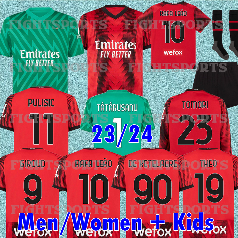 

23 24 AC soccer jersey 4TH GIROUD TOMORI IBRAHIMOVIC football shirt 23 24 TONALI REBIC Camiseta de futbol LEAO Ac Milans men kids, 23-24 home