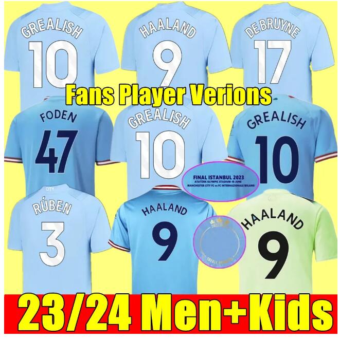 

23 24 Soccer Jerseys HAALAND DE BRUYNE PHILLIPS MANS CITIES GREALISH FERRAN MAHREZ FODEN BERNARDO JOAO CANCELO Z RODRIGO Football Shirt Men Kids Kit Sets Uniforms, 23/24 adult home+champion patch