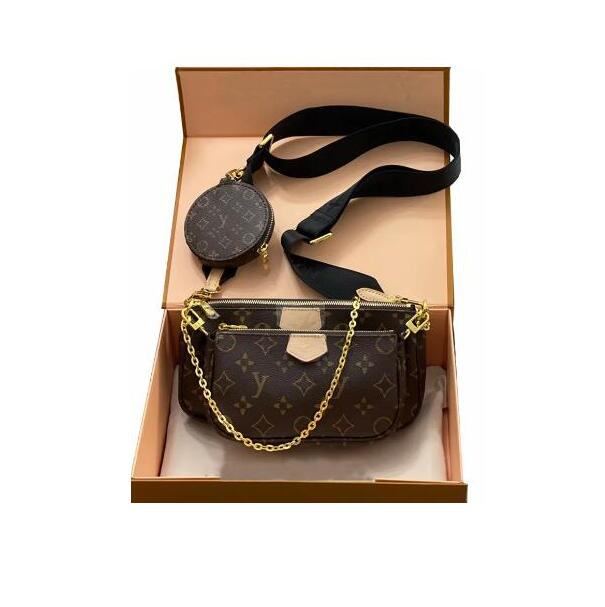 

Designer 50colors Women Shoulder bags Multi Pochette Accessoires Genuine Leather Fashion Handbags Purses Flower Mini 3pcs 3 piece set Crossbody1, Dark khaki