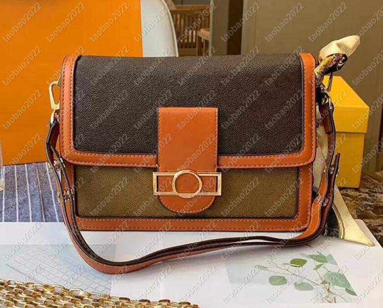 

2022 Dauphine fashion bags shoulder women's handbag designer brand Messenger Bag Wallet AA12, Brown