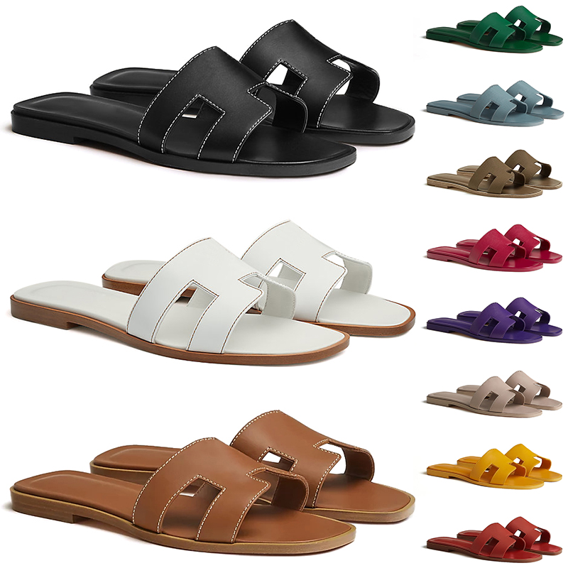 

Designer slides sandals for women oran sandal slippers black white khaki slide ladies sliders luxury leather slipper womens outdoor free shipping shoes, Item#22