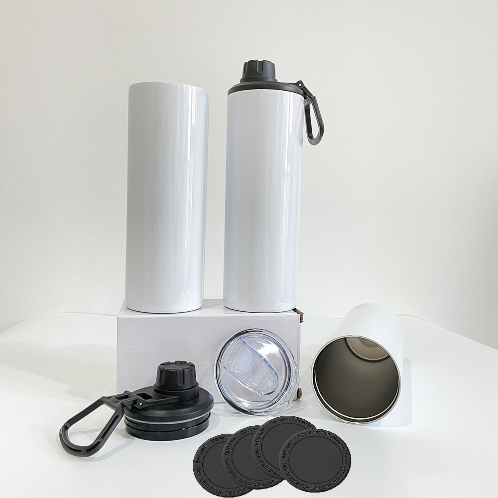 

Sublimation Tumblers with screw caps Double Wall Insulated Stainless Steel 20oz Tumbler Blanks with Straw and Silicone pad