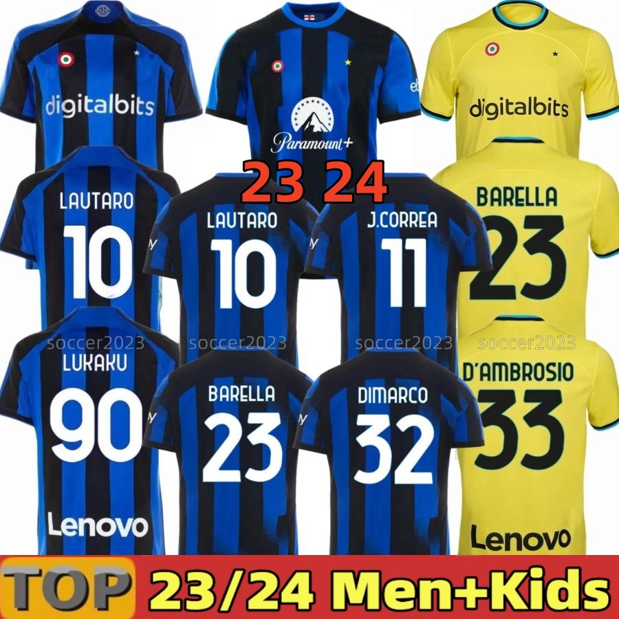 

23 24 LUKAKU DIMARCO soccer jersey BARELLA INTERS DZEKO MILANS LAUTARO VIDAL J. CORREA 2023 2024 THURAM football shirt CALHANOGLU Men kit FRATTESI Kids equpment, 23/24 home kids serie a