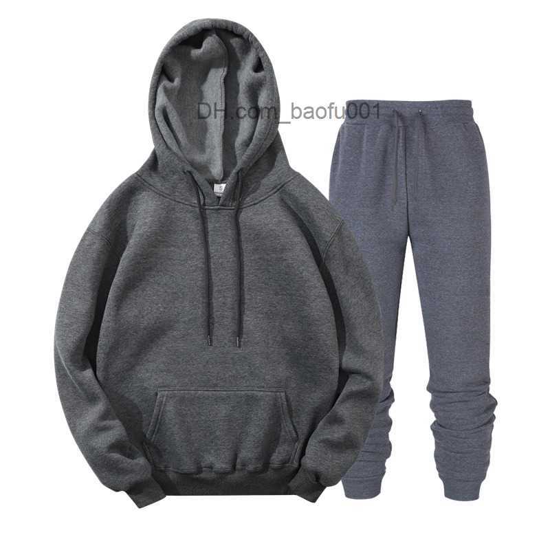 Survêtements pour hommes Sweat à capuche pour hommes Ensemble Hip Hop Laine solide Poignets chauds élastiques Mode Violet Sportswear Sweat à capu