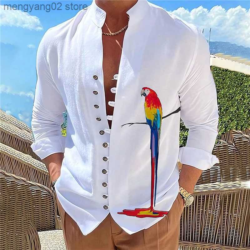 Chemises décontractées pour hommes 2023 NOUVEAU printemps automne 100% coton lin chemises à manches longues pour hommes couleur unie col montant
