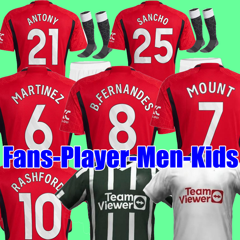 

23 24 ANTONY CASEMIRO MARTINEZ ERIKSEN soccer jerseys RASHFORD 2023 2024 SANCHO B. FERNANDES FRED MancHEstErS MANS UTDS football shirt kit set Uniforms, 23-24 home fans 2