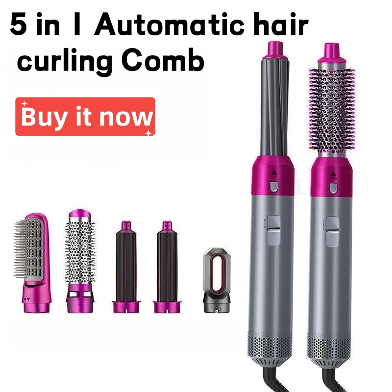 

Electric Hair Dryer 5 in 1 Automatic hair curling Comb Heat Comb Automatic Curler Professional Ion Electric Hot Air Brush