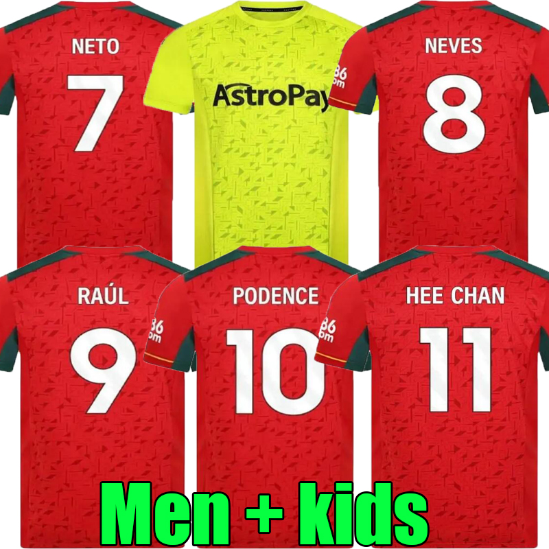 

23 24 Wolverhampton WOLVES SOCCER jerseys home NUNES NEVES KILMAN NETO CUNHA PODENCE KALAJDZIC 2023 2024 jersey men  football shirts man