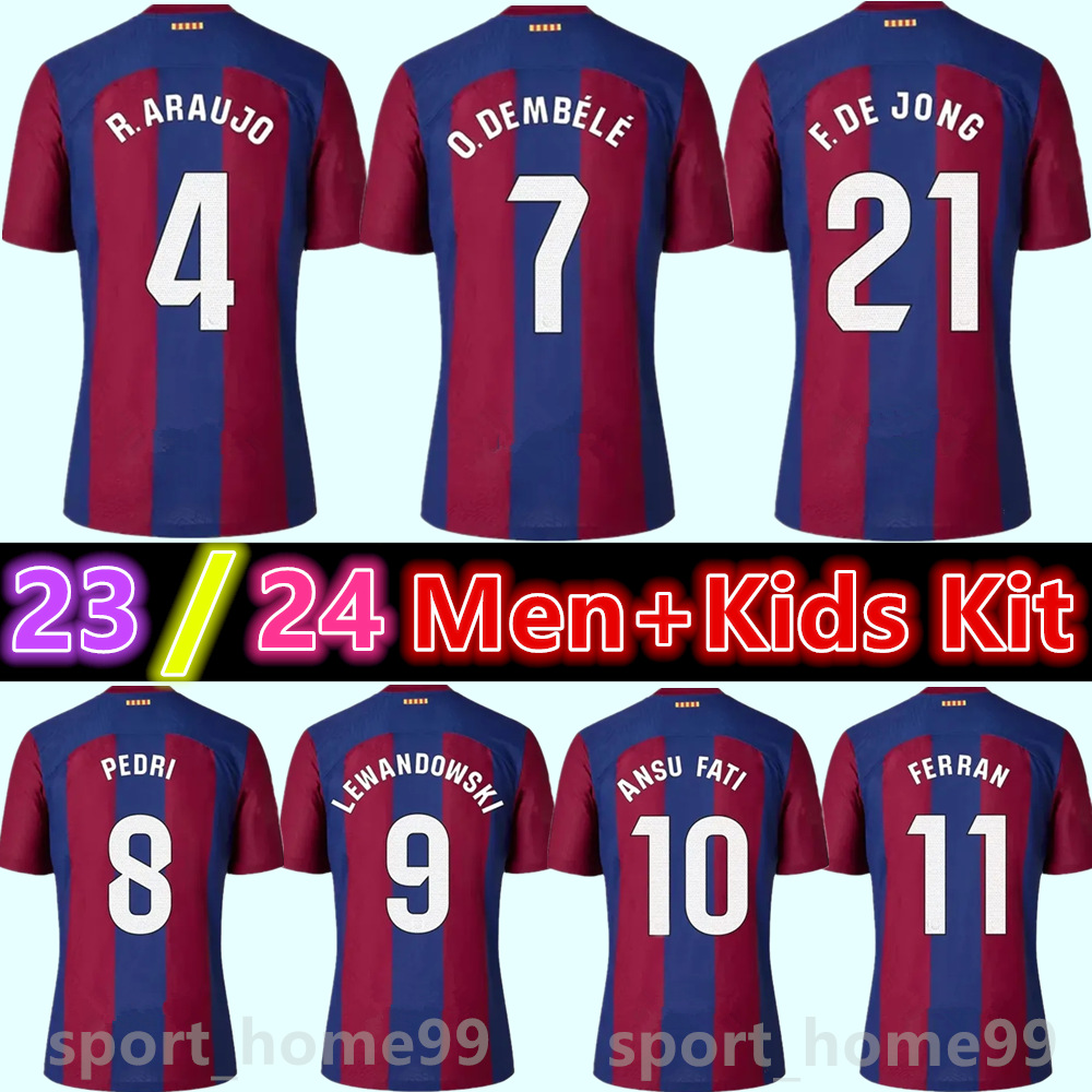 

New 23 24 LEWANDOWSKI Soccer Jersey PEDRI GAVI ANSU FATI 2023 2024 FERRAN O. DEMBELE R. ARAUJO RAPHINHA barcelona home away 3rd Men kids kit Camisetas de football shirt, 23/24 adult-home