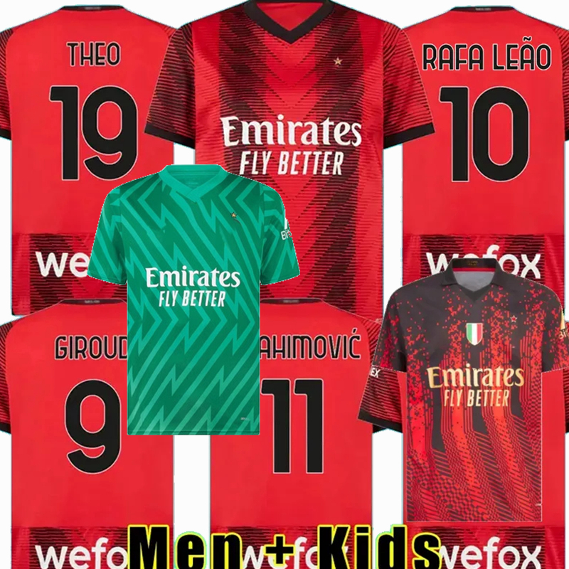 

Player Fans 2023 2024 AC MILANS Soccer Jerseys PULISIC IBRAHIMOVIC MAIGNAN LOFTUS-CHEEK RAFA LEAO TOMORI GIROUD THEO DE KETELAERE 23 24 football men kids shirt 4XL, 23/24 home+ball 7