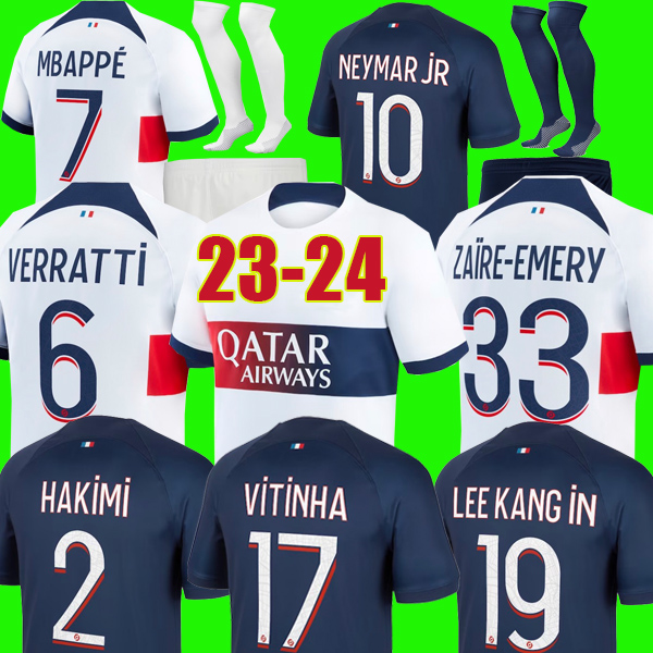 

23 24 pSGS soccer jerseys MBAPPE Maillot de football 2023 2024 HAKIMI VERRATTI VITINHA ZAIRE-EMERY LEE KANG IN DANILO jersey men kids sets maillot foot enfants socks, Kids 23-24 away