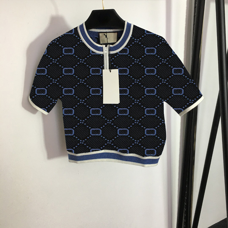 

Zipper Pullover T Shirt Tops Fashion Letters Jacquard Sweaters Trendy Short Sleeve Girls Tess Brand Elastic Sweater, Black