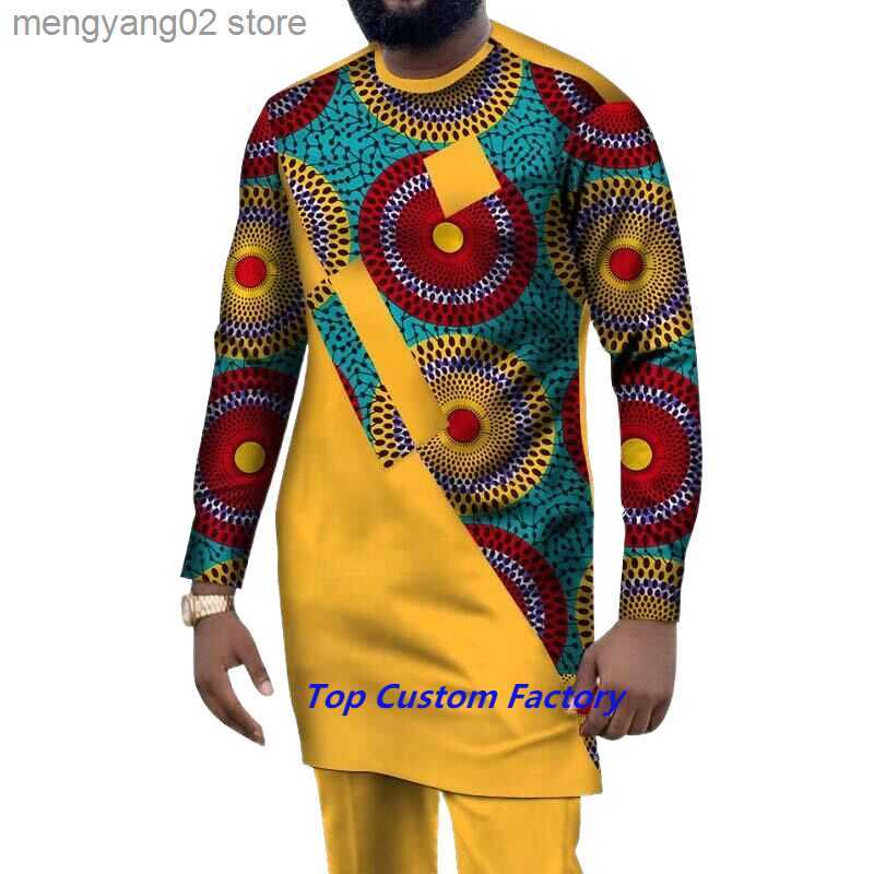 Men's Tracksuits Tracksuit Outfits Long Sleeve Suit Men's Spring Summer African Style Print O-Neck T-Shirt 2-Piece Casual Oversized Luxury