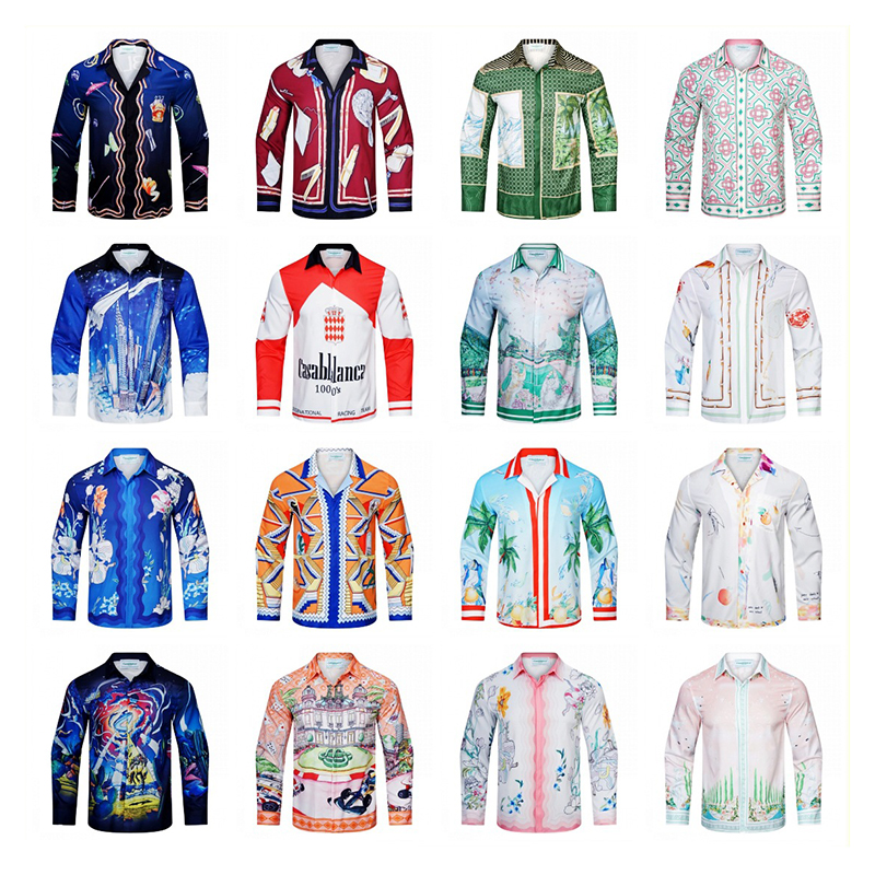 

casablancas mens casual polo shirts designer masao san print men s tshirts womens loose silk casablacnca long sleeves polos graphic tees, Slategray
