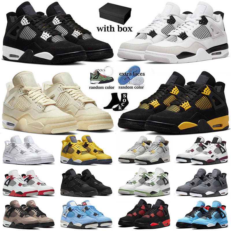 

With Box 2023 Mens Basketball Shoes 4 Sail Thunder 4s Military Black White Medium Olive Seafoam University Blue SB x Pine Green Men Women Trainers Sneakers 36-47, B20 grey 40-47