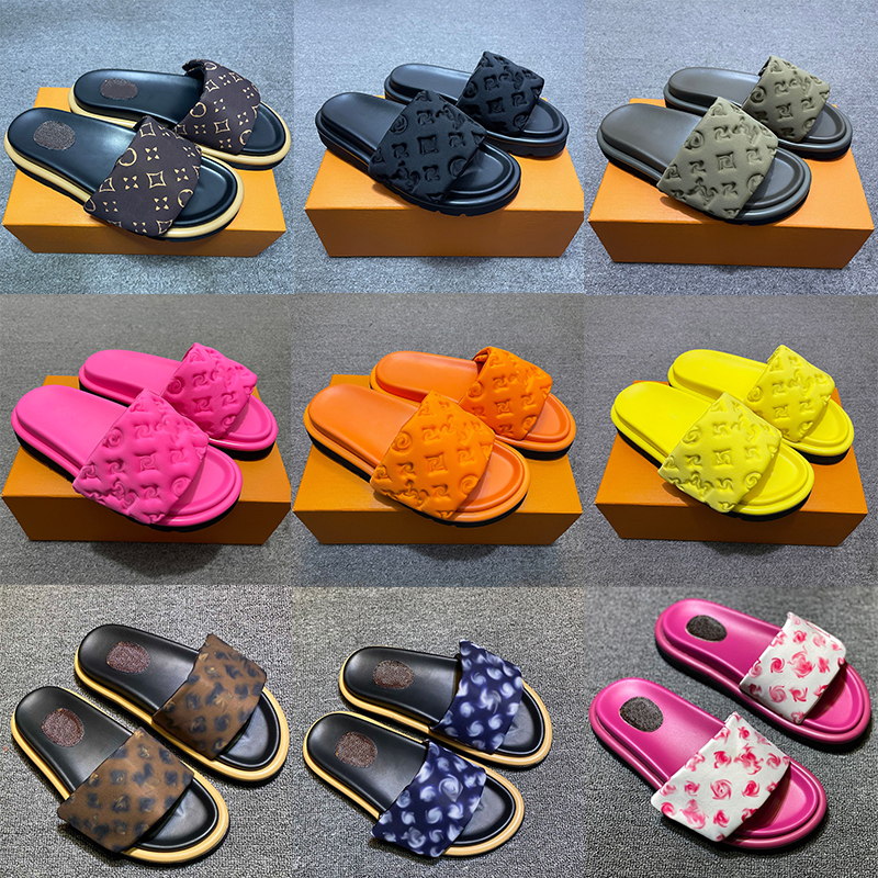 Designer marque de luxe piscine oreiller sandales couples pantoufles hommes femmes été chaussures plates mode pantoufles de plage diapositives sa