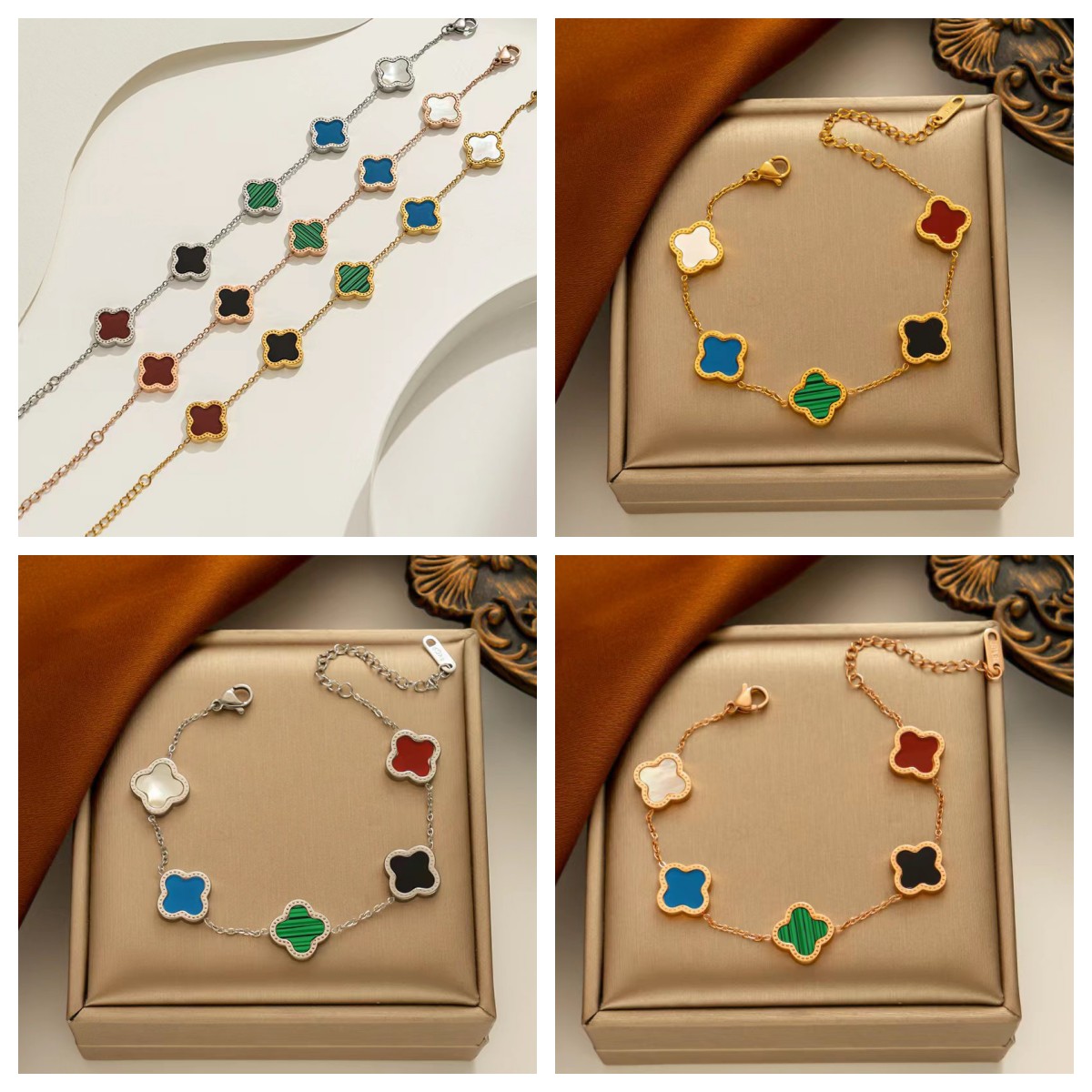 

High Quality Designer bracelet new four-leaf clover bracelet female South simple ins five-flower fritillary luck clover bracelet Girl Christm Engagement gift NO box