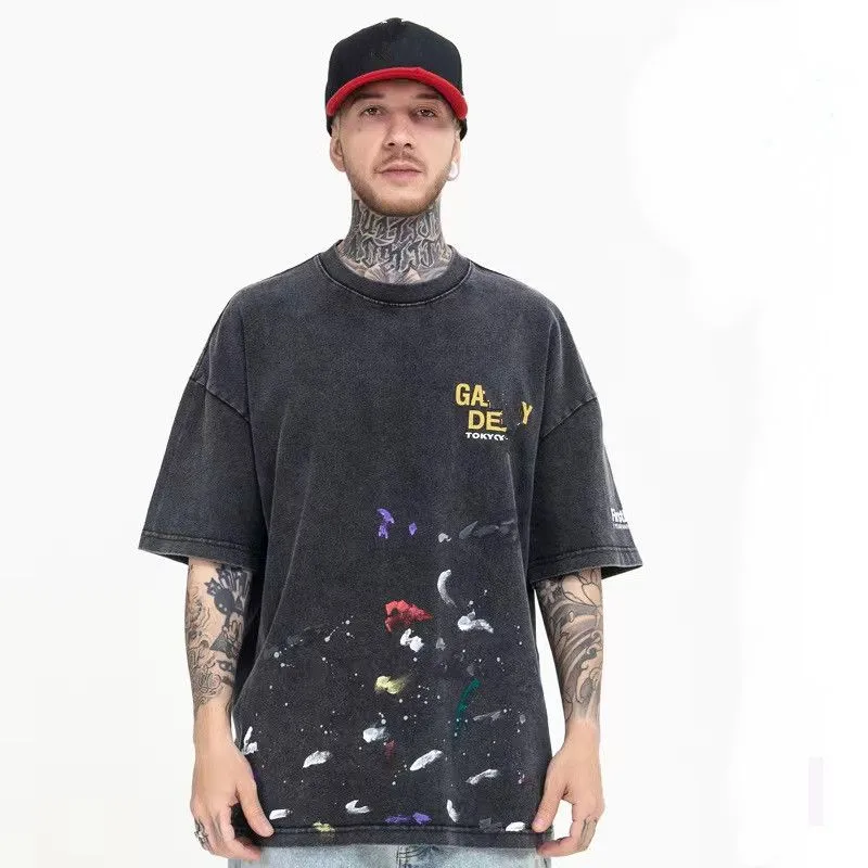 

Men's T-shirts Designer Men's Galleryes t Shirt Angel Brand Net Red Retro Galerys hoodie Depts Men and Women Short-sleeved Galilee Printed Reflective Letters US S-X, Black