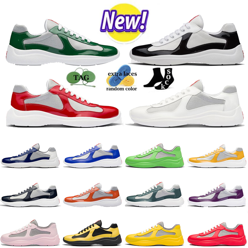 

2023 Designer Mens Americas Cup Xl Casual Shoes Patent Leather Flat Trainers low top Sneakers Mesh America for Men Lace-up pradaa Sneaker With Box NO53 38-46, Color (29)