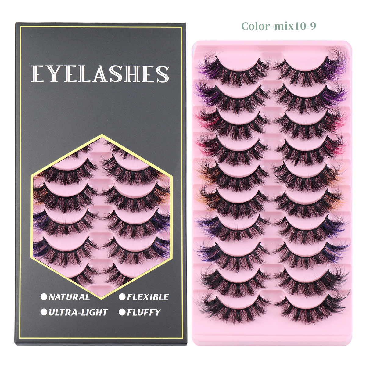 Thick Curled Colored Eyelashes Wispy Soft Light Handmade Reusable Multilayer 3D Mink Fake Lashes with Color Full Strip Lashes-image-885165287