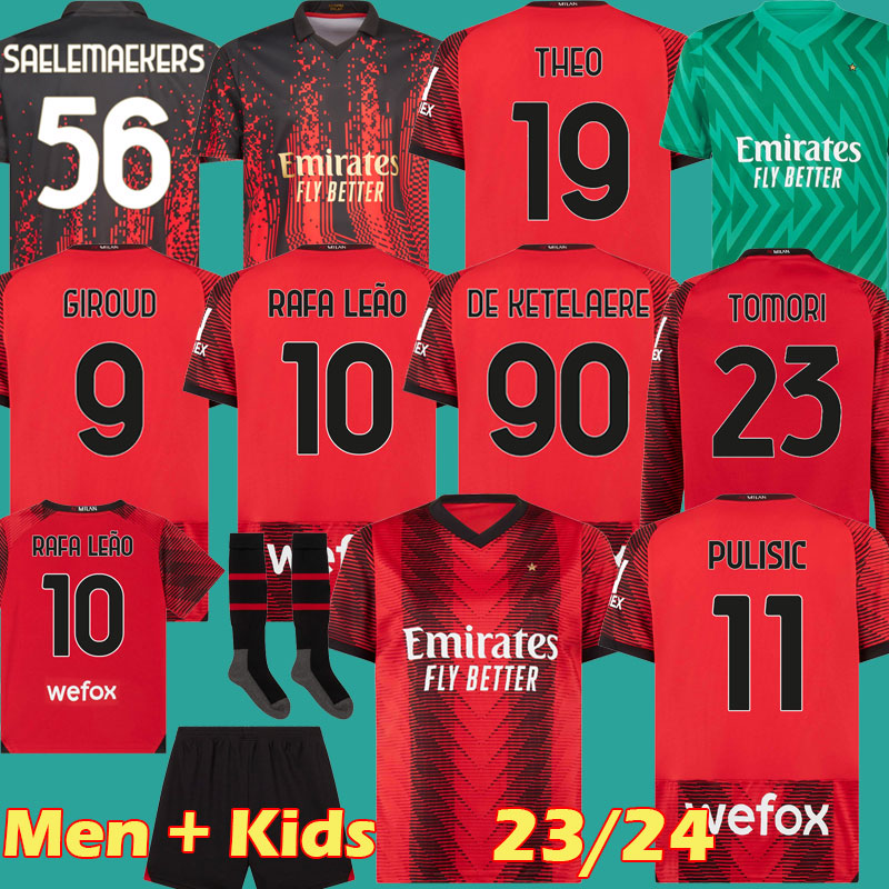

2023 2024 GIROUD PULISIC soccer jerseys IBRAHIMOVIC Ac Milans KOCHE Kit Player Version shirt 22 23 24 TONALI long sleeve LOFTUS-CHEEK THEO RAFA LEAO Men Kids Women Kits, 22 23 home ucl