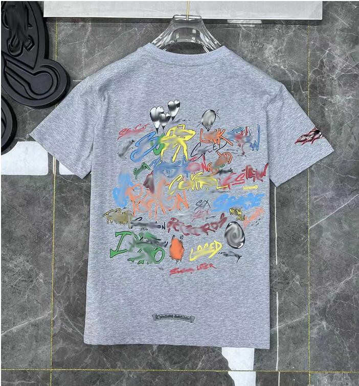 

2023 Designer Classic Chromes Mens womens T-Shirts Summer CH Brand Top T-shirts White Short Casual Embossed Letter Heart Horseshoe Sanskrit Cross Pattern Tees Eur S-XL, Q11111