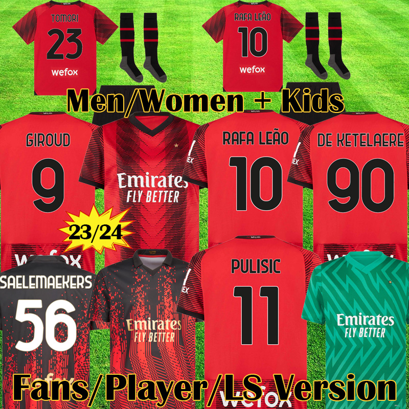 

2023 2024 DE KETELAERE RAFA LEAO PULISIC soccer jerseys KOCHE football shirt TOMORI DIAZ GIROUD REBIC men ac mLIANs fans player equipment Long Sleeve Women kids Kits, 22 23 cl home