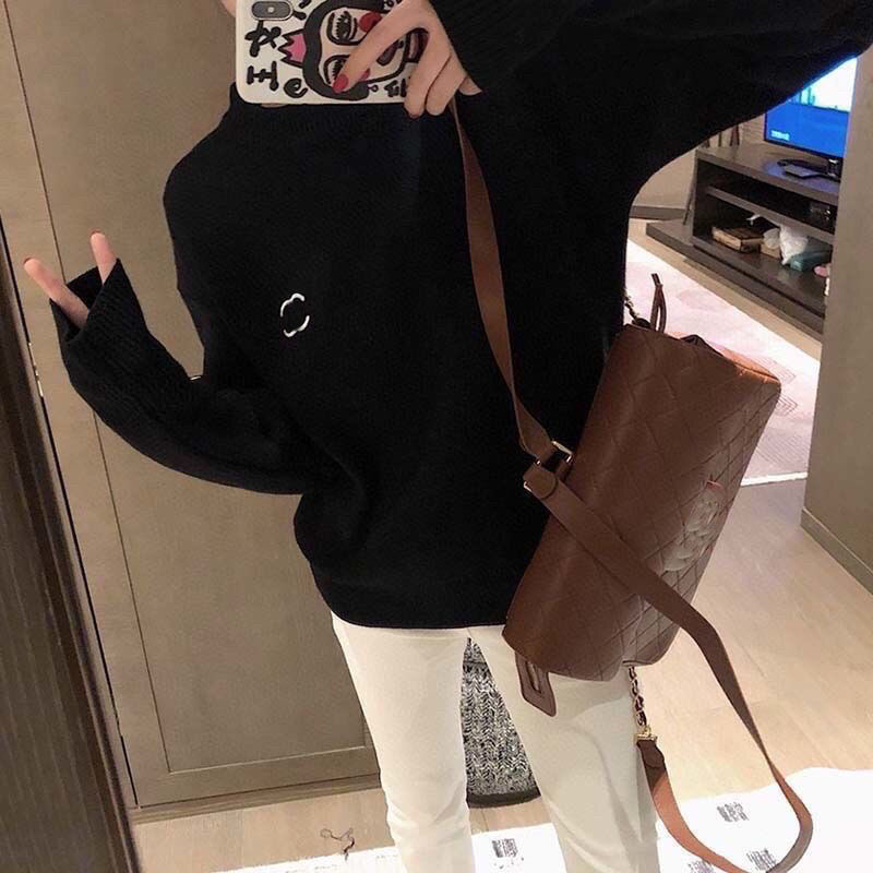 

2023 Fall/Winter new women's sweater designer letter embroidered crew-neck casual all-match knitted base sweater for women
