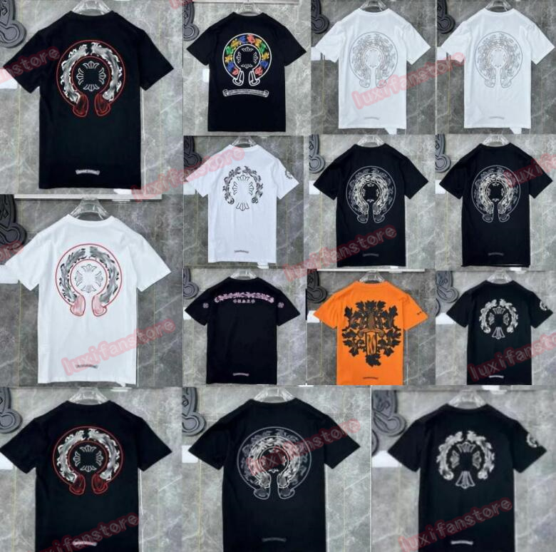 

Mens t Shirts Heart High Quality Brand Crew Neck Chromes Short Sleeves Tops Tees T-shirts Casual Horseshoe Sanskrit Cross Print Women Tops Chromees Hearts KV7, Postage subsidy